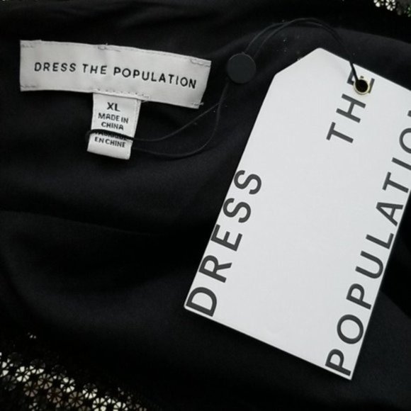 Dress the Population black & gold Zherra Sequin Midi Dress NEW - Picture 8 of 11